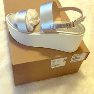 Metallic Silver platform sandals